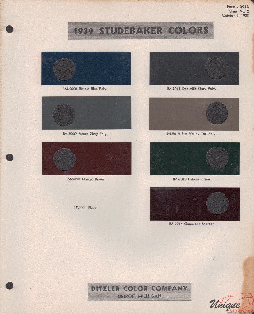 1939 Studebaker Paint Charts PPG 2